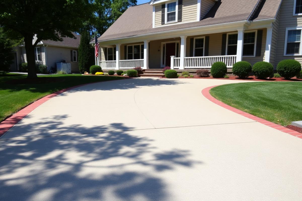 Finished residential concrete driveway in Massachusetts